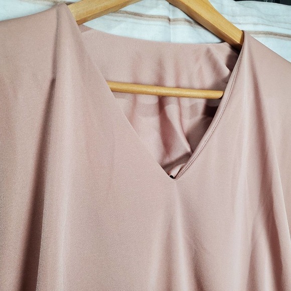 Vintage 70s Vickey Vaughn V-Neck Bat Sleeve Pink Blouse Size 13 - Picture 2 of 10